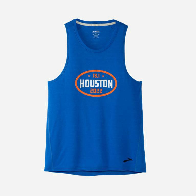 Brooks Houston22 Distance Grphic Hombre Camiseta Sin Mangas - Azules (5038DRKON)